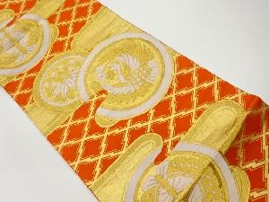 鶴・桐・蝶にヱ霞・松皮菱模様織出し袋帯